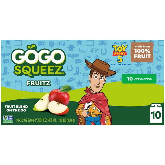 GoGo squeeZ No Sugar Added Apple Applesauce and Fruit Puree Pouches, 3.2 oz (10 Pack)
