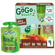 GoGo squeeZ Applesauce and Fruit Puree, Apple Cinnamon Snack Pouches, 3.2 oz, 4 Pack
