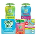 thumbnail image 1 of GoGo squeeZ BIG Variety Pack, BIG Pear & BIG Raspberry, 4.2 oz. (Pack of 20), Unsweetened Fruit Snacks for Kids, Gluten Free, Nut Free and Dairy Free, Recloseable Cap, BPA Free Pouches, 1 of 3