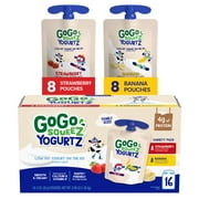 GoGo squeeZ yogurtZ Strawberry and Banana Snack Pouches, 3 oz, 16 Pack