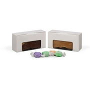 GoGoPak MADE IN USA-50 Boxes - Fillable empty 1/2 lb. White Candy & Fudge Boxes with Windows - 5-1/2 x 2-3/4 x 1-3/4 - Food Safe