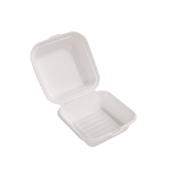GoGradables 6" Compostable Clamshell Bagasse Boxes, 50pcs/Pack, 10 Packs/Case (500pcs Total) Eco-Friendly Disposable Food Containers