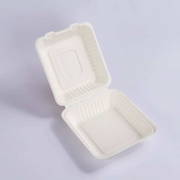 GoGradables 8" Compostable Clamshell Takeout Container Eco-Friendly & Durable (200 pcs/case)
