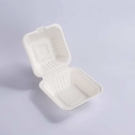 GoGradables 9" Compostable Clamshell Food Containers, White, 200 Count (2 Packs of 100) Made from Bagasse