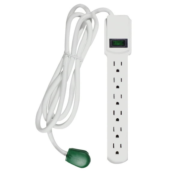 GoGreen Power 16106MS 6-Outlet Surge Protector, 6' Cord, White