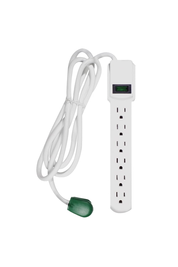16106MS 6-Outlet Surge Protector, 6' Cord, White
