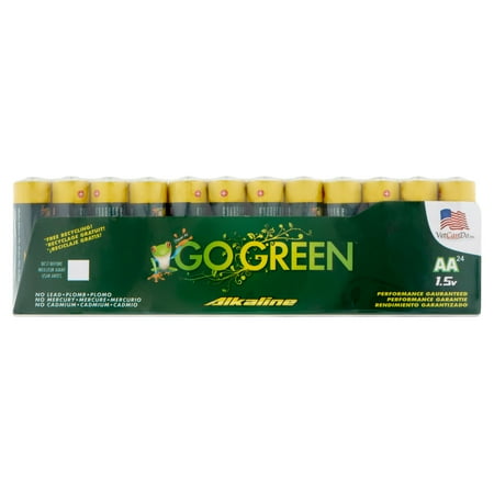 GoGreen Power (24011) Eco Friendly Alkaline AA Batteries - No Lead, Cadmium or Mercury - Pack of 24