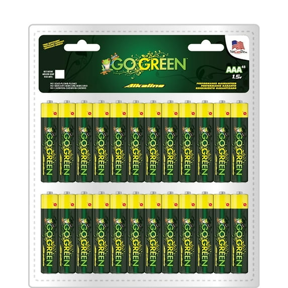 GoGreen Power (24049) Eco Friendly Alkaline AAA Batteries - No Lead, Cadmium or Mercury - Pack of 48