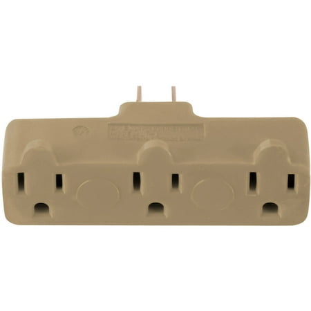 GoGreen Power 3-Outlet Tri-Tap Adapter, Beige, Wall Tap, 3 to 1 Adapter - 03418BEB