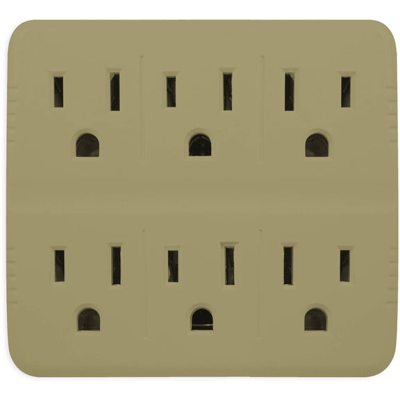 GoGreen Power 6-Outlet Wall Tap, Tan, 16000TT