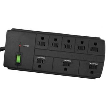 GoGreen Power 8 Outlet Surge Protector - 750 Joules Surge Protection - Black