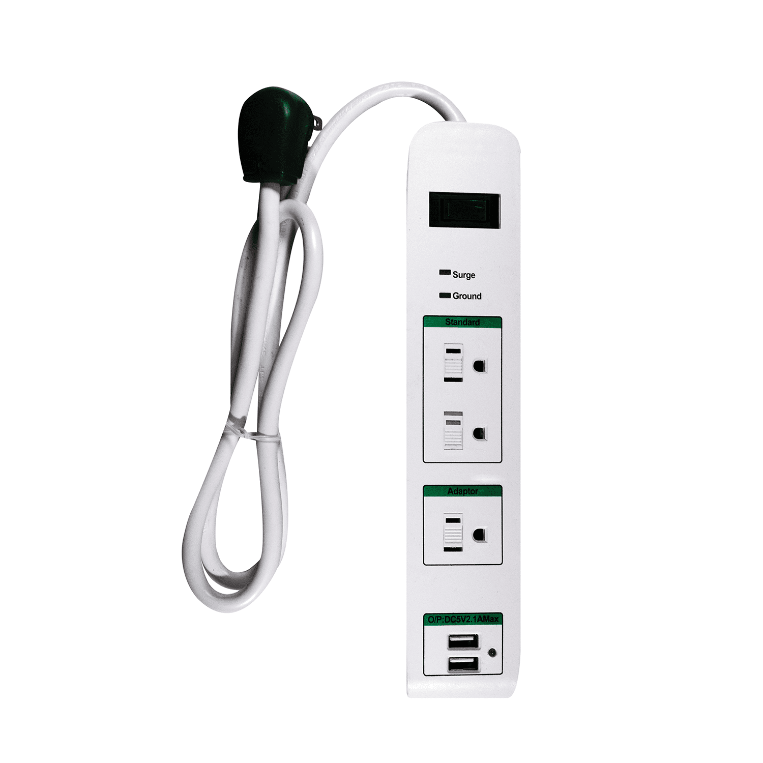 GE UltraPro 1-Outlet Wall Tap with Surge Protection and Audible Alarm White 38124