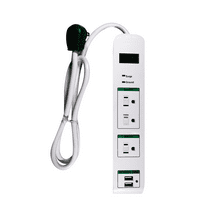 GoGreen Power (GG-13103USB) 3 Outlet Surge Protector with 2 USB Ports, White, 3 ft Cord
