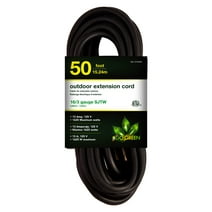 GoGreen Power (GG-13750BK) 16/3 50’ SJTW Outdoor Extension Cord, Black, 50 Ft