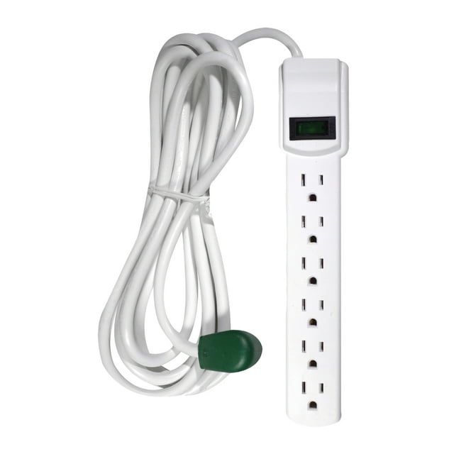 GoGreen Power GG-16103M-12 - 6 Outlet Surge Protector With 12ft Cord, White