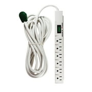 GoGreen Power (GG-16315-15) 6 Outlet Surge Protector, 1200 Joules, White, 15 Ft Cord