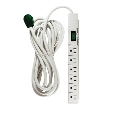 GoGreen Power (GG-16315-15) 6 Outlet Surge Protector, 1200 Joules, White, 15 ft Cord