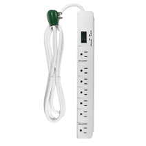 GoGreen Power (GG-17636) 7 Outlet Surge Protector, 1200 Joules, White, 6 ft Cord