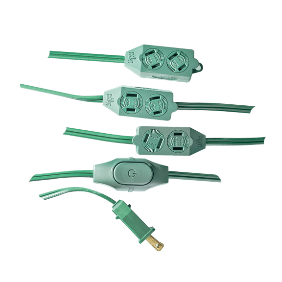 GoGreen Power (GG-24509GN) 18/2 SPT-2 Gauge 9-Outlet Extension Cord with Safety Fuse Male Plug, Green, 9 ft