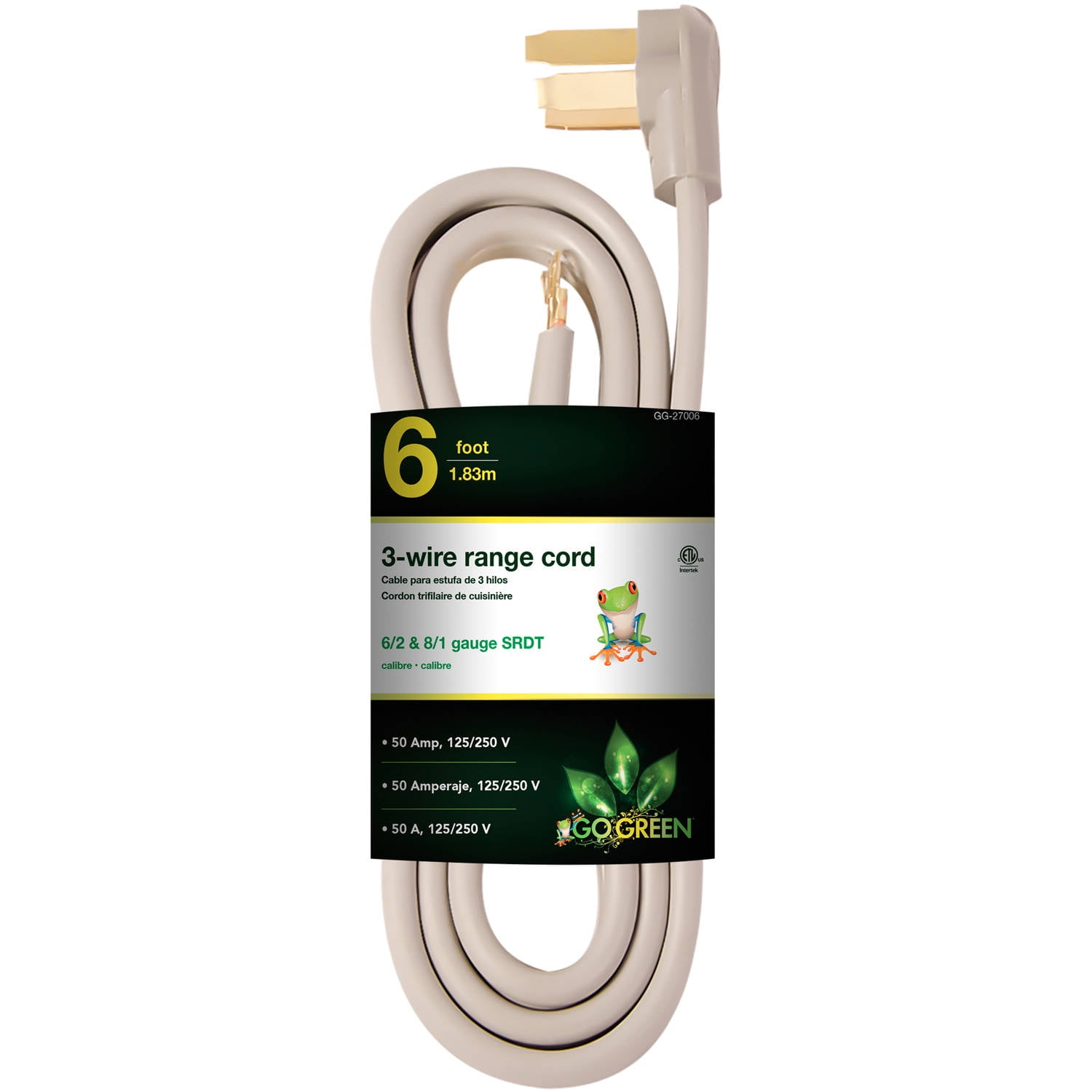 GoGreen Power GG-27006 6 ft 3-Wire Range Cord 50 Amp