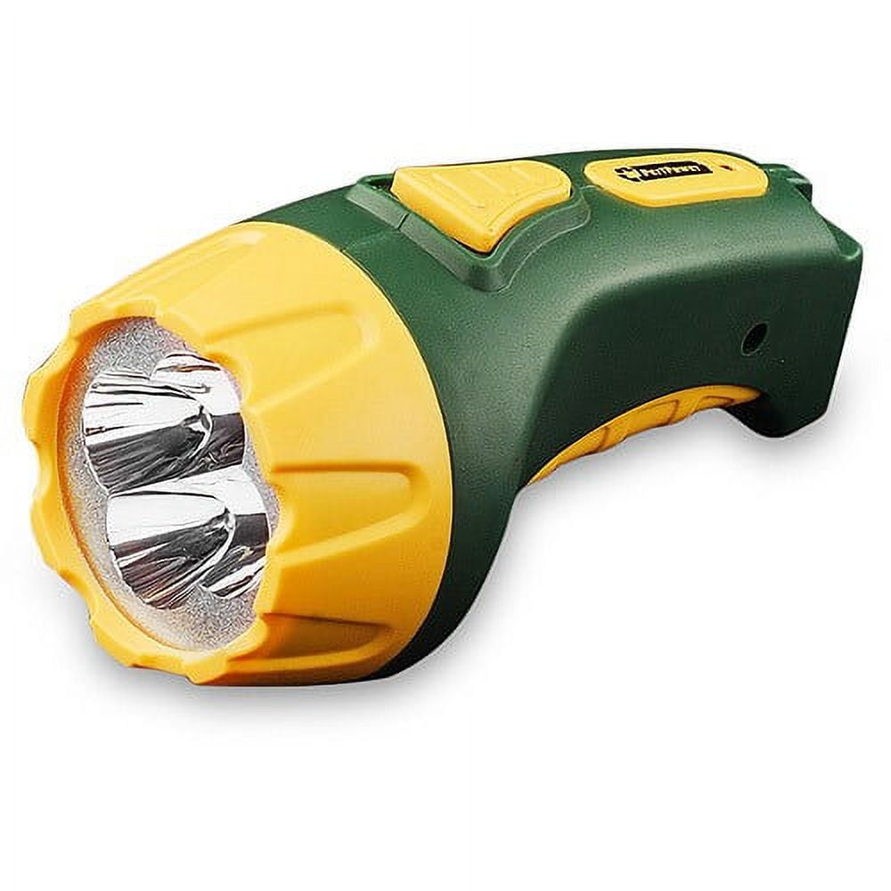 Green and Yellow Rechargeable LED Flashlight with Nonslip Grip