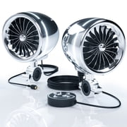 GoHawk AJ4-Halo LED All-in-One Built-in Amplifier Waterproof Bluetooth Motorcycle Speakers Audio Stereo System MP3 Music Player USB for Harley ATV 4 Wheeler Chrome