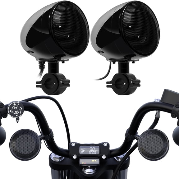GoHawk AN4 All-in-One Built-in Amplifier 4" Waterproof Bluetooth Motorcycle Stereo Speakers Audio Amp System Harley ATV