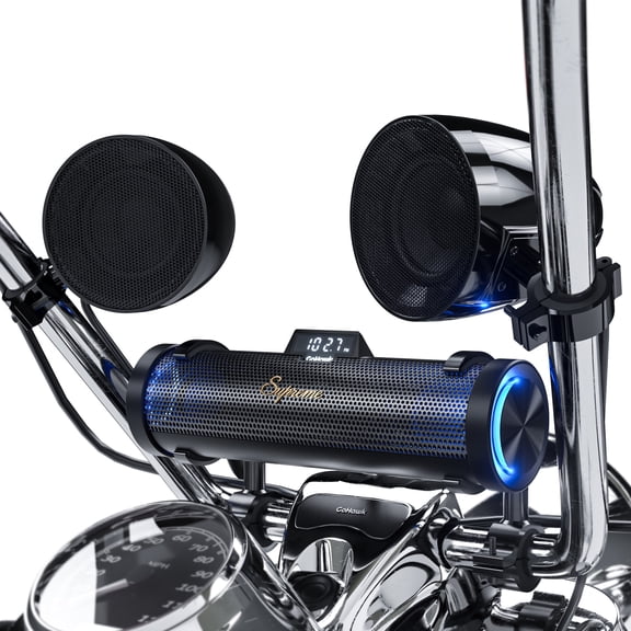 GoHawk RD88-S42 All-in-One Built-in Amplifier 600W Waterproof Bluetooth Motorcycle Stereo 8 Speakers Soundbar for Harley ATV 4 Wheeler Black