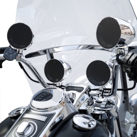 GoHawk TR4-Titan Waterproof 4.1-Channel Amplifier Motorcycle Bluetooth Stereo 4 Speakers Audio System Harley ATV 4-Wheeler USB FM Radio Chrome