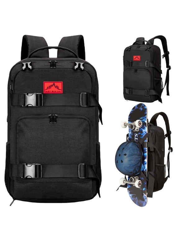 Skateboard Backpack,17in Laptop Bag for Men&Women(Black)