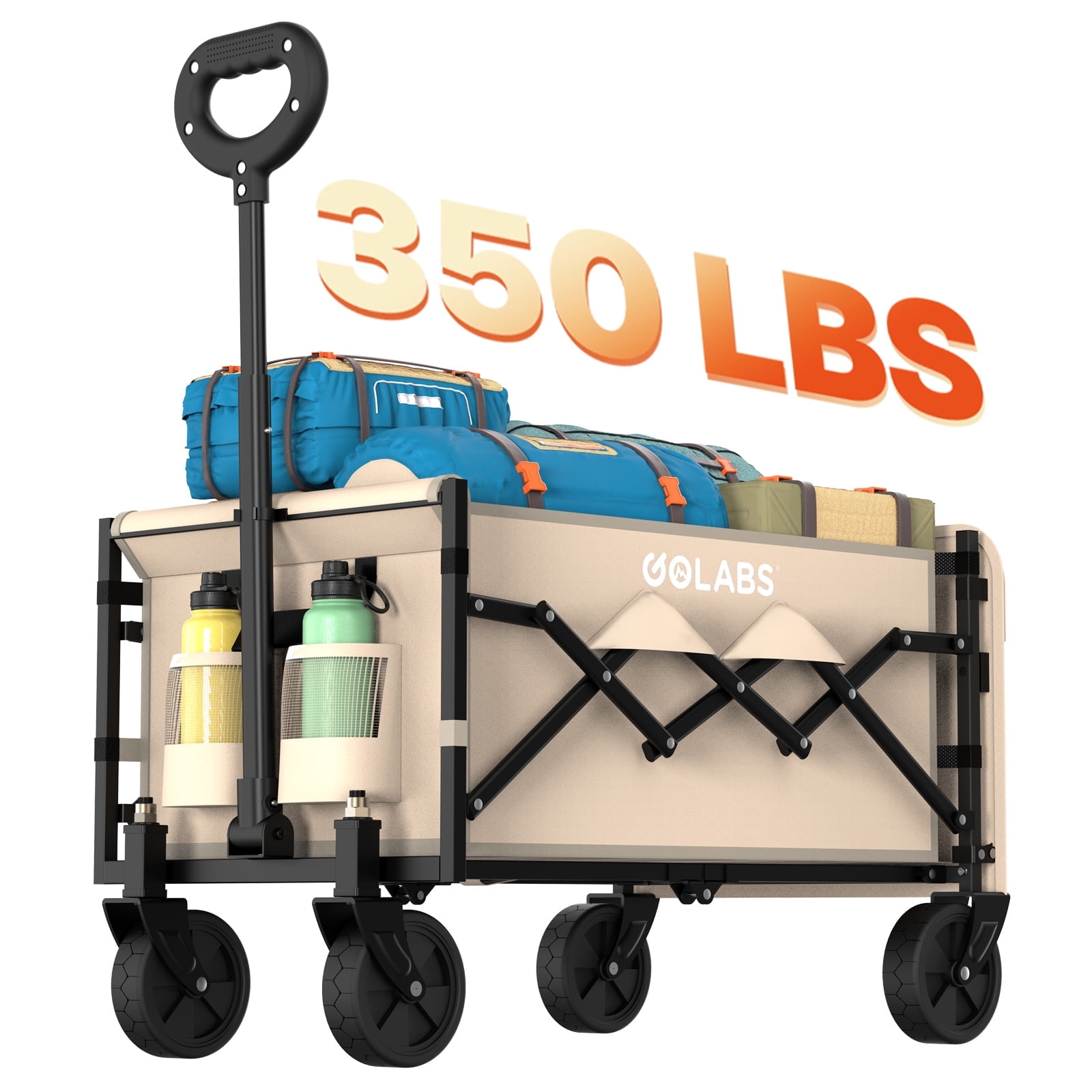 GOLABS Collapsible Folding Wagon Cart, 100L, 350LB Capacity
