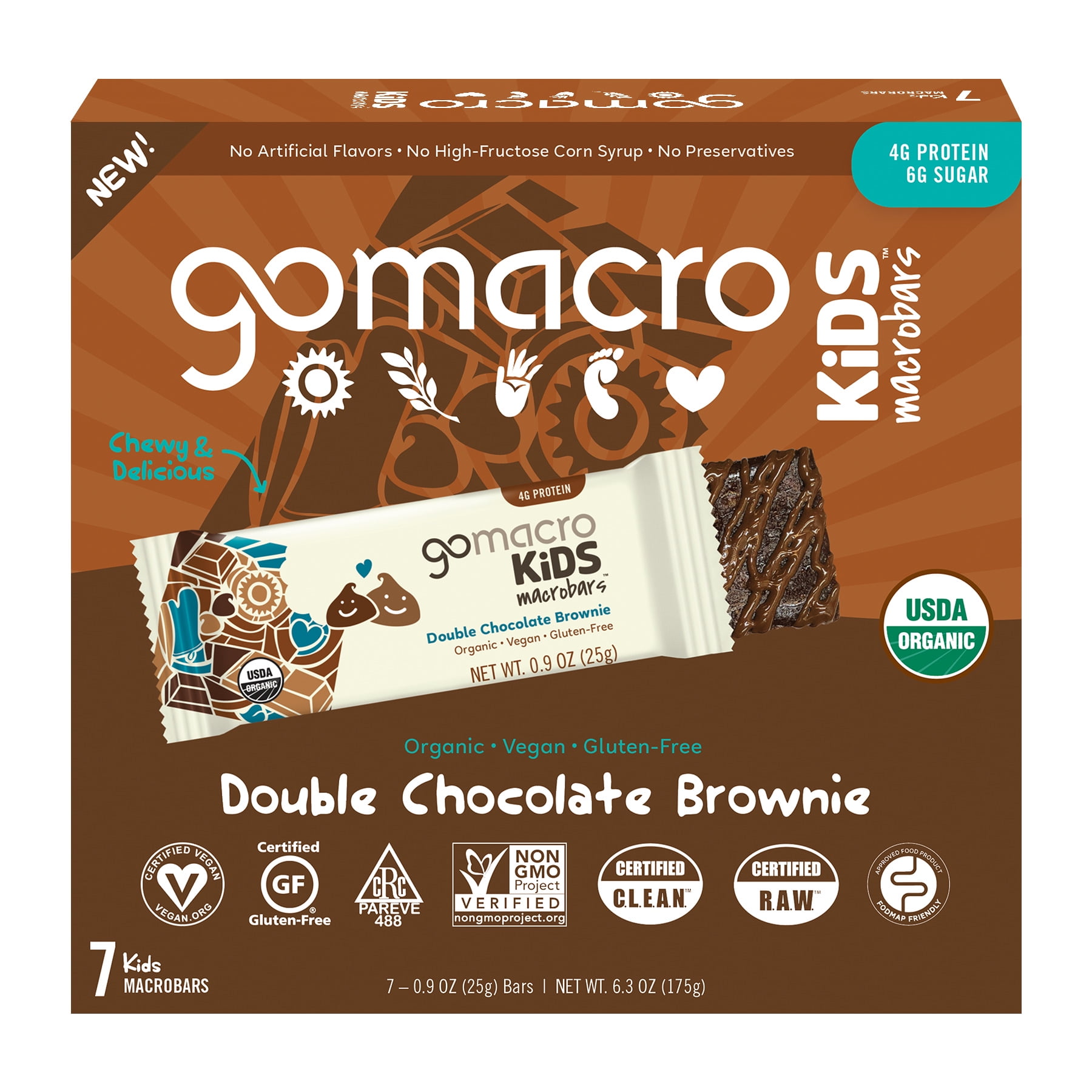 GoMacro Double Chocolate Brownie Kids MacroBar 7ct Multipack