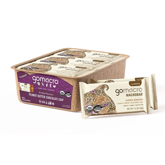 GoMacro Peanut Butter Chocolate Chip MacroBar 12ct Tray