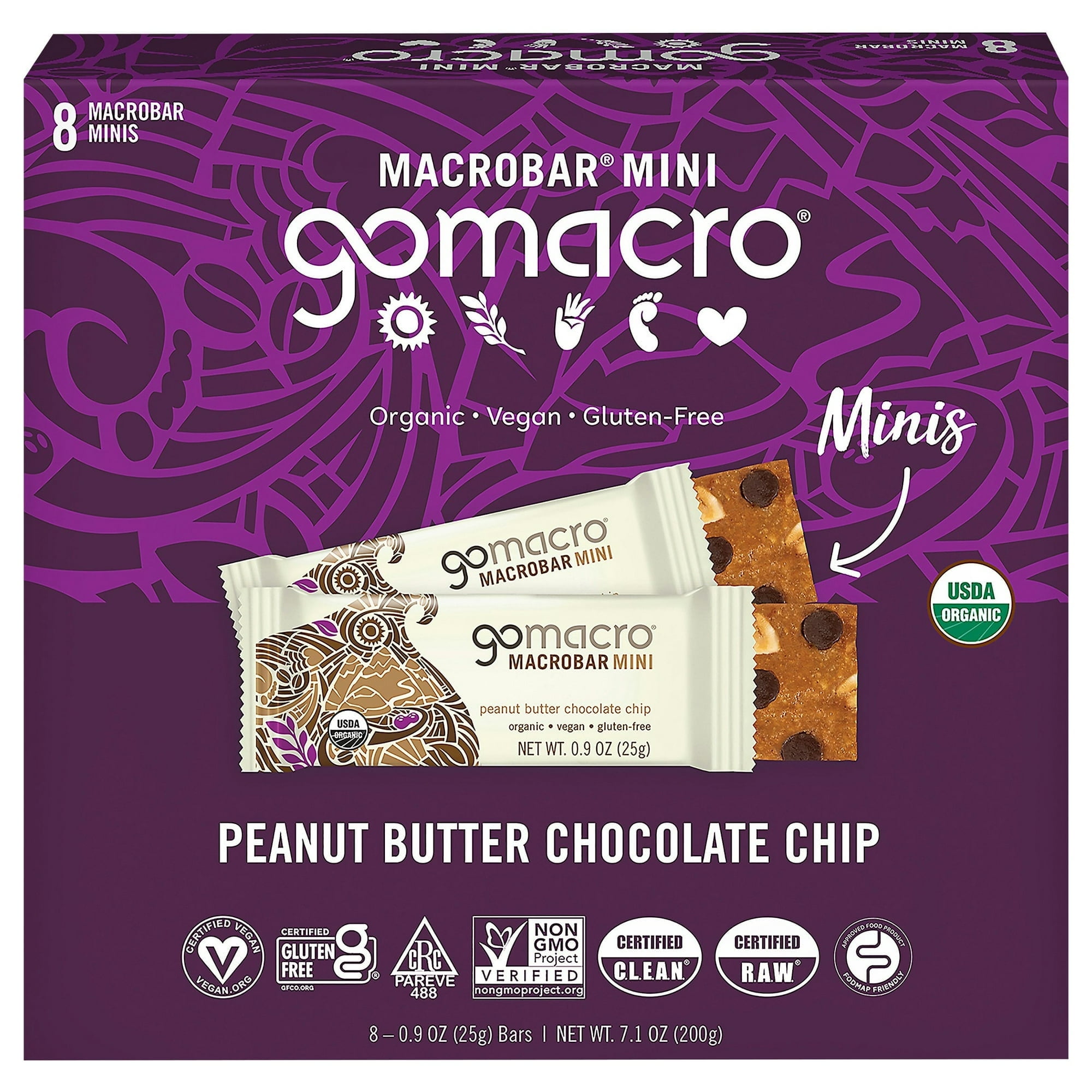 GoMacro GoMacro Organic Gluten Free Macro Mini Bars Peanut Butter Chocolate Chip - 8 Bars