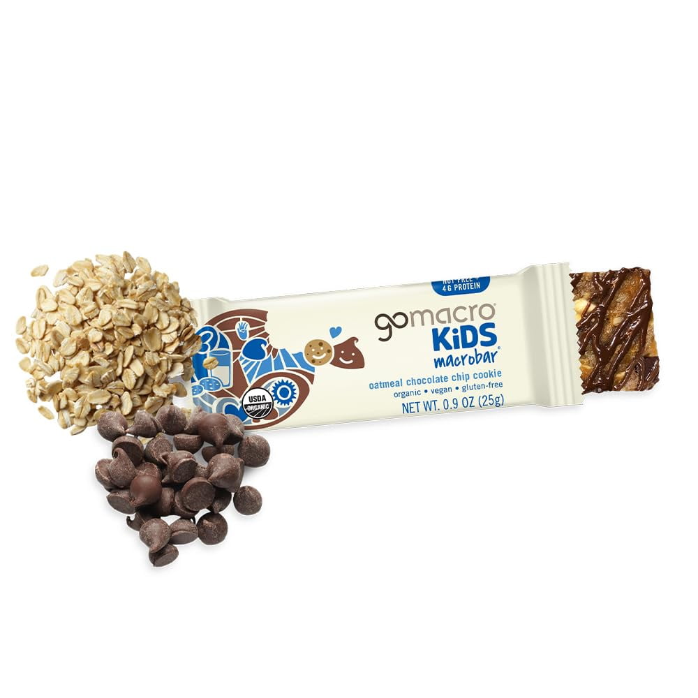 GoMacro Kids MacroBar FEV6Organic Vegan Snack Bars - Oatmeal Chocolate Chip Cookie (0.90 Ounce Bars, 7 Count)