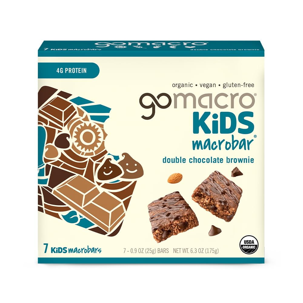 GoMacro Kids MacroBar Organic CI30Vegan Snack Bars - Double Chocolate Brownie (0.90 Ounce Bars, 7 Count)