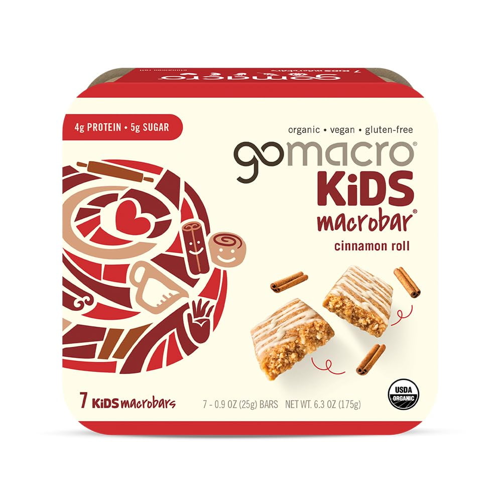 GoMacro Kids MacroBar Organic Vegan Snack Bars - Cinnamon Roll (0.90 Ounce Bars, 7 Count)RDC32