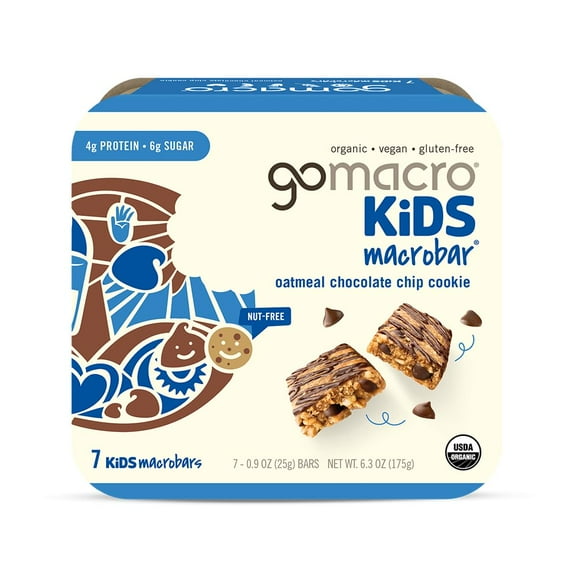 GoMacro Kids MacroBar Organic Vegan Snack Bars - Oatmeal Chocolate Chip Cookie (0.90 Ounce Bars, 7 Count) HW17