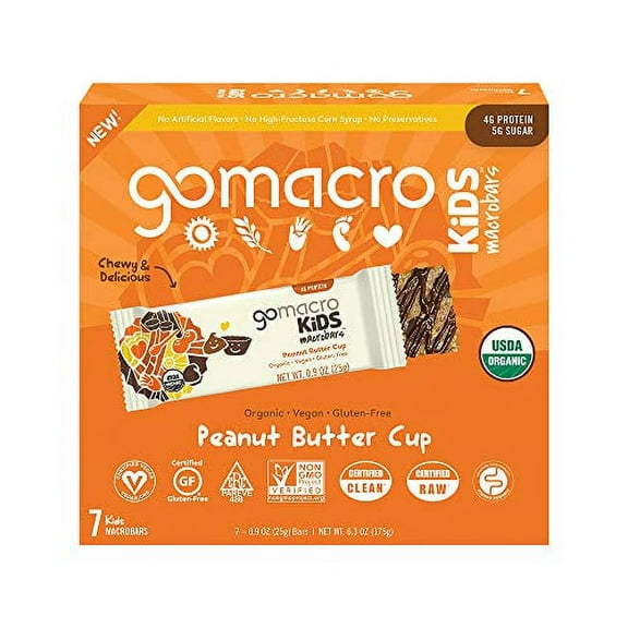 GoMacro Kids MacroBar Organic .. Vegan Snack Bars - .. Peanut Butter Cup (0.90 .. Ounce Bars, 7 Count)