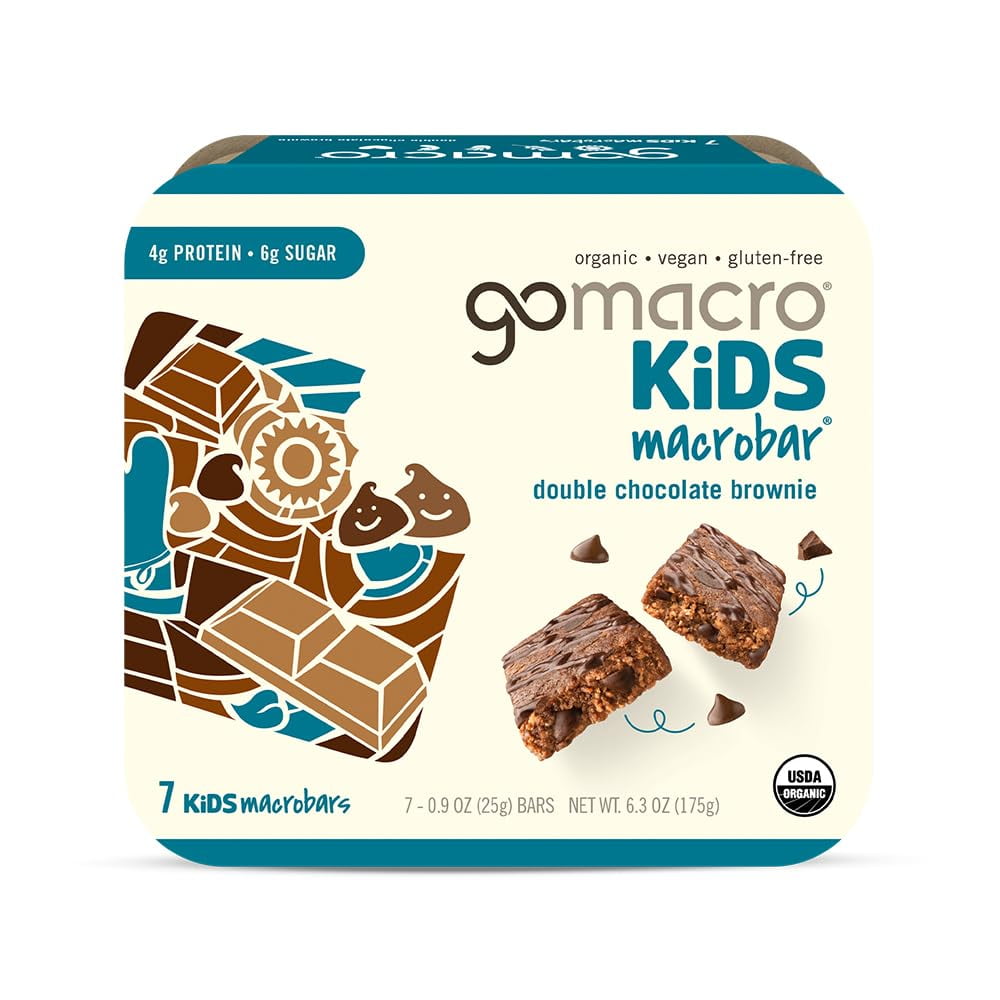 GoMacro Kids MacroBar Organic XEF1Vegan Snack Bars - Double Chocolate Brownie (0.90 Ounce Bars, 7 Count)