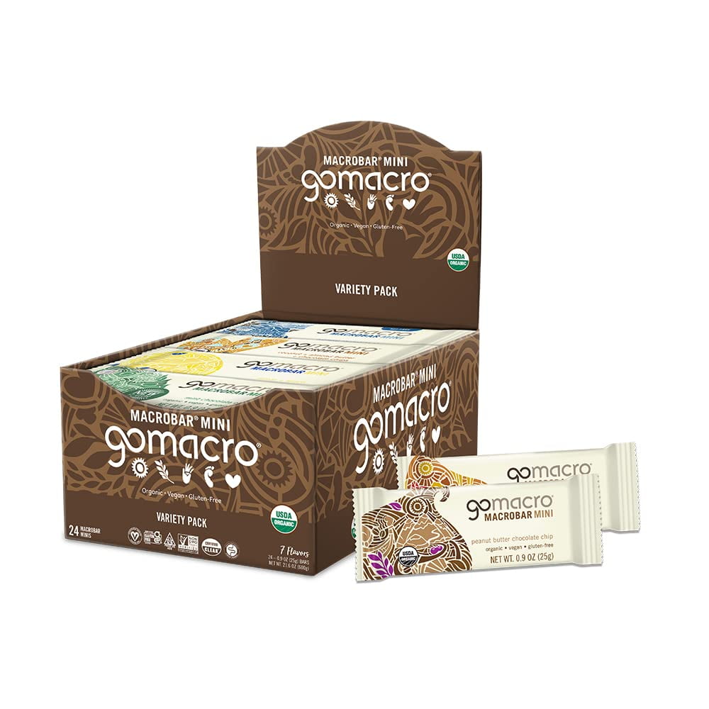GoMacro MacroBar Mini Organic Vegan Protein Bars Variety Pack (0.9