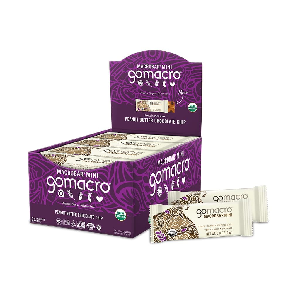GoMacro MacroBar MiniITSCOrganic Vegan Snack Bars - Peanut Butter Chocolate Chip (0.90 Ounce Bars, 24 Count)