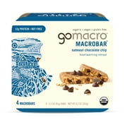 GoMacro MacroBar Organic Vegan Protein Bars - Oatmeal Chocolate Chip MacroBars (4 Count)