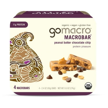 GoMacro MacroBar Organic Vegan Protein Bars - Peanut Butter Chocolate Chip (4 Count)