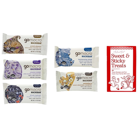 GoMacro MacroBar Variety 5-Pack | Protein Pleasure, Celestial Delight, Blissful Daybreak, Heartwarming Retreat & Everlasting Joy | MerlinsMart Zine