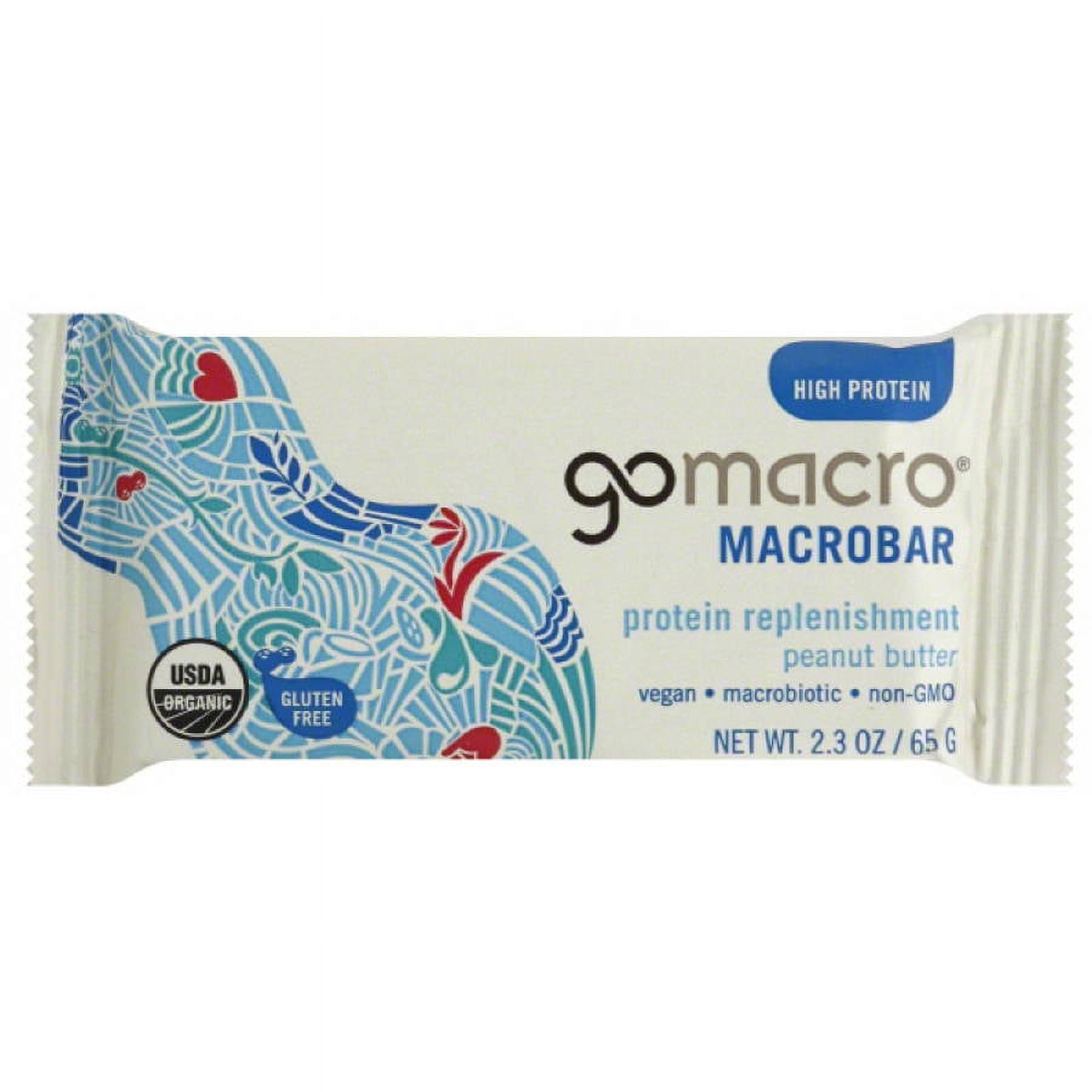 GoMacro Macrobar Protein Replenishment Peanut Butter Meal Bar, 2.3 oz, (Pack of 12)
