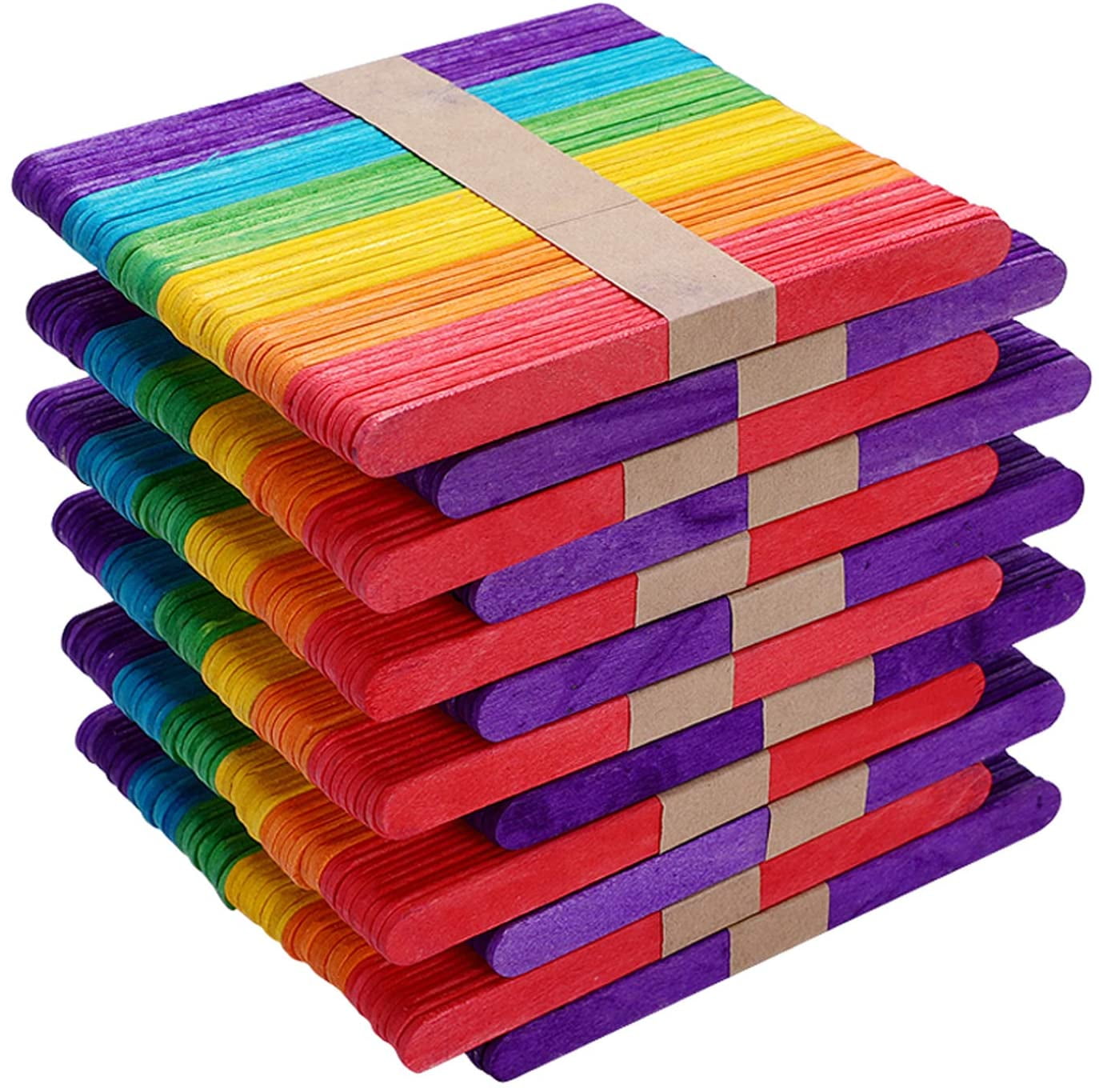 Farbige Holz-Eisstiele zum Basteln & Bauen, L 11,4 cm, B 10 mm, Sortierte  Farben, 30 Stk/ 1 Pck [HOB-579990] - Packlinq
