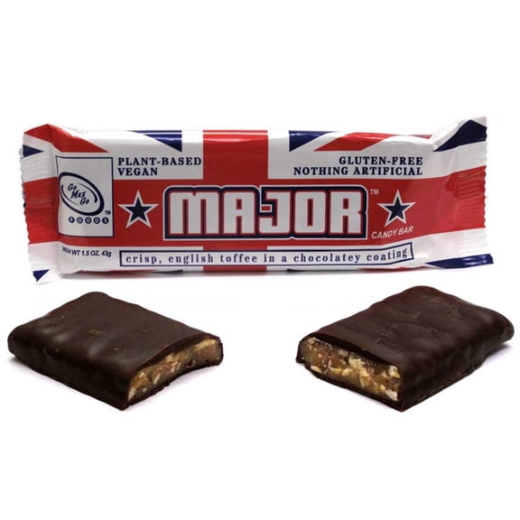 GoMaxGo Major Vegan Candy Bar 3 Pack Dairy-Free Chocolate with Toffee, Almonds & Caramel