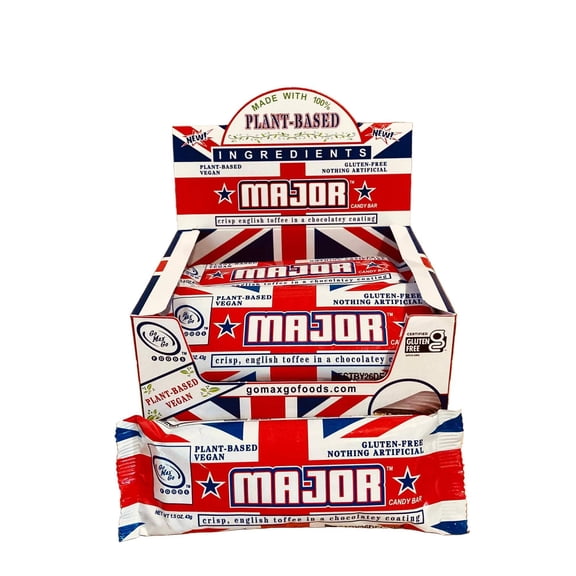 GoMaxGo Major Vegan Candy Bars  12 Count Box  Dairy-Free Chocolate with Toffee, Almonds & Caramel