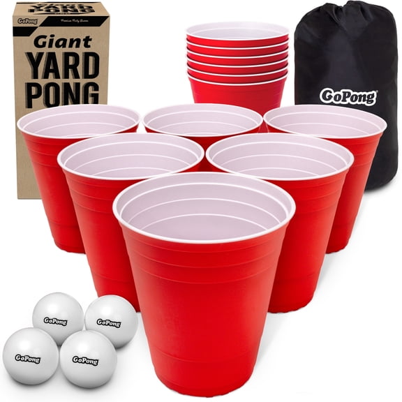 GoPong Giant Yard Pong Outdoor Game - Jumbo Sized Beer Pong PRO Set Fun Beach and Lawn Party Games for Adults
